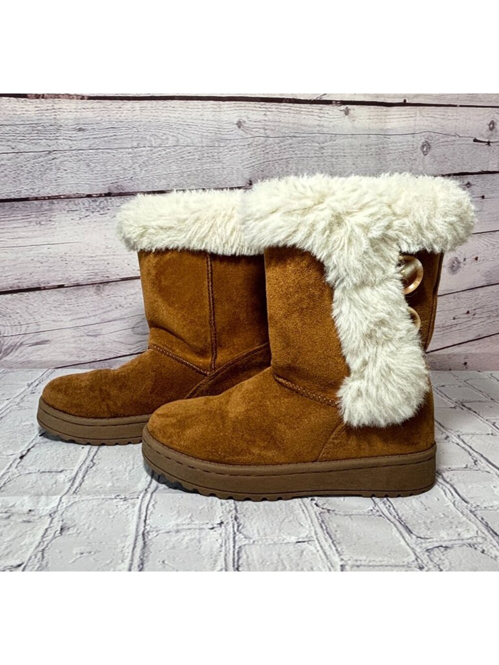 SO Girls Brown Faux Suede Boots - SIZE 12